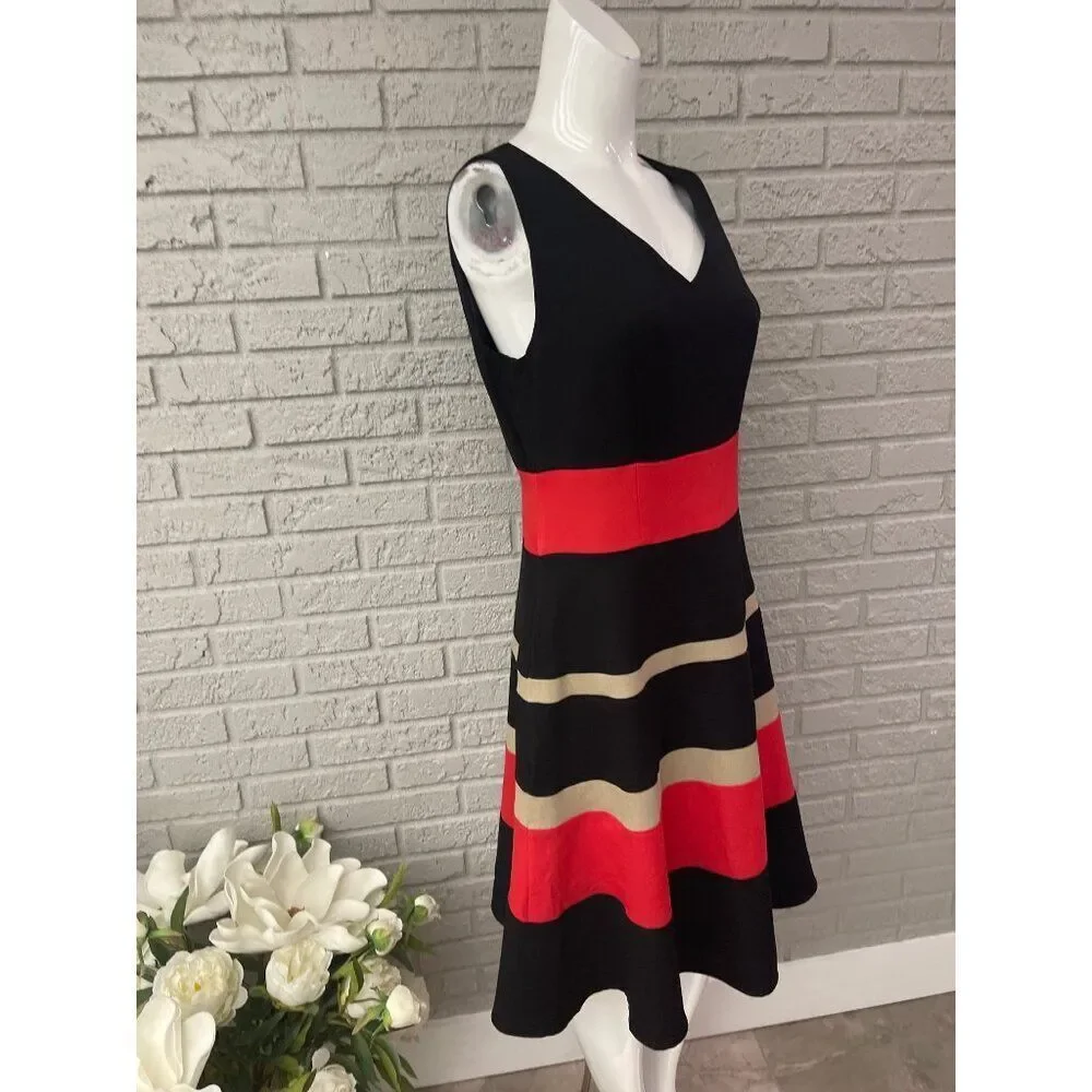 Black Label by Evan Picone Women Sleeveless Color Block Shift Dress Size 6 - Picture 5 of 9